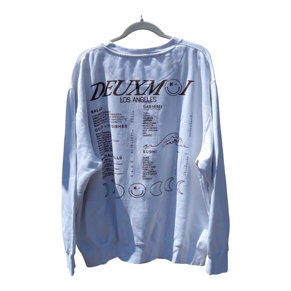 Deuxmerch Deuxmoi Sushi Bar Emoji Sweatshirt White Crewneck 3X Retro Graphic - Picture 2 of 8